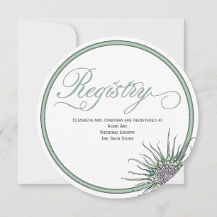 Thistle Flower Round Wedding Registry Card