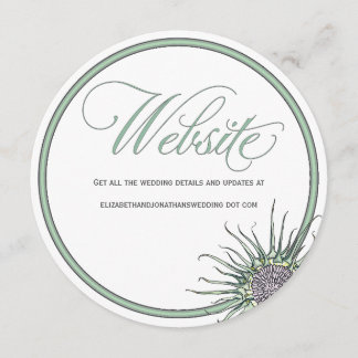 Thistle Flower Round Wedding Website Card