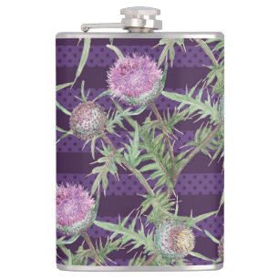 Thistle flowers hip flask
