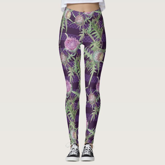 Thistle flowers leggings (Front)