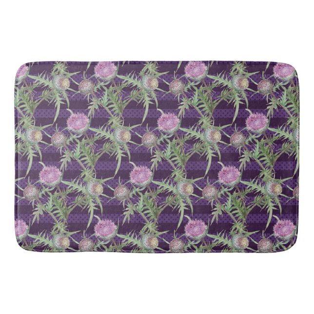 Thistle flowers violet bath mat (Front)