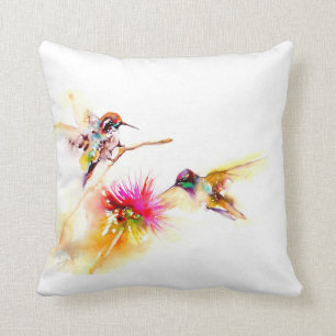 "Thistle for Two" Hummingbird Print on Cushion