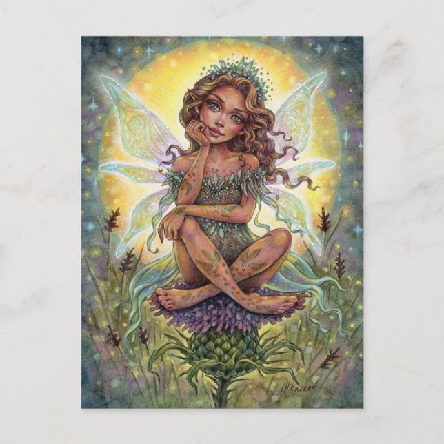Thistle Landing Postcard Fairy Fantasy Flower  (Front)