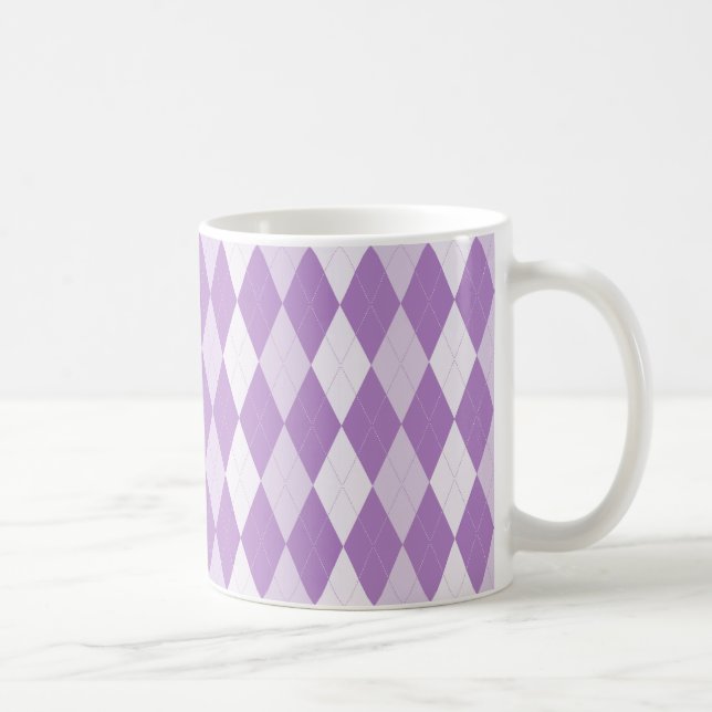 Thistle Purple Argyle Pale Violet Small Diamond Coffee Mug (Right)