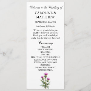 Thistle Purple Floral Elegant Modern Wedding Program