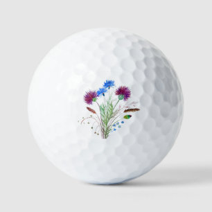 Thistle Purple Flower Scottish Scotland Watercolor Golf Balls