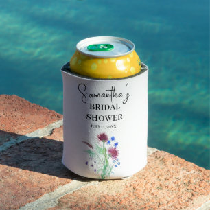 Thistle Purple Flowers Scottish Boho Bridal Shower Can Cooler