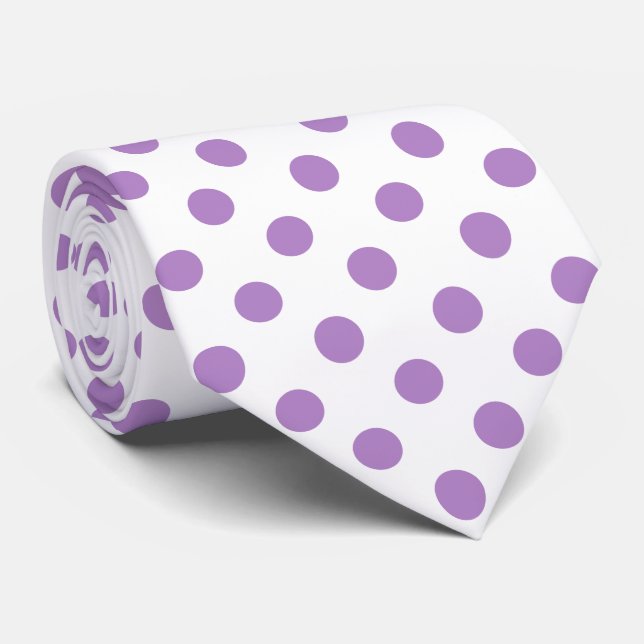 Thistle Purple Polka Dots Circles Tie (Rolled)