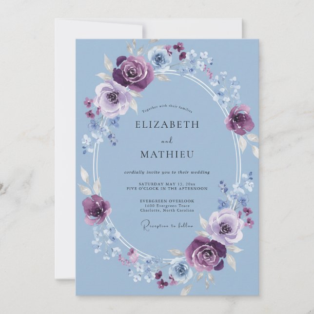 Thistle Purple Refined Winter Wedding Invitation (Front)