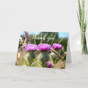 Thistle Purple Scottish Floral Wedding Thank you  Card