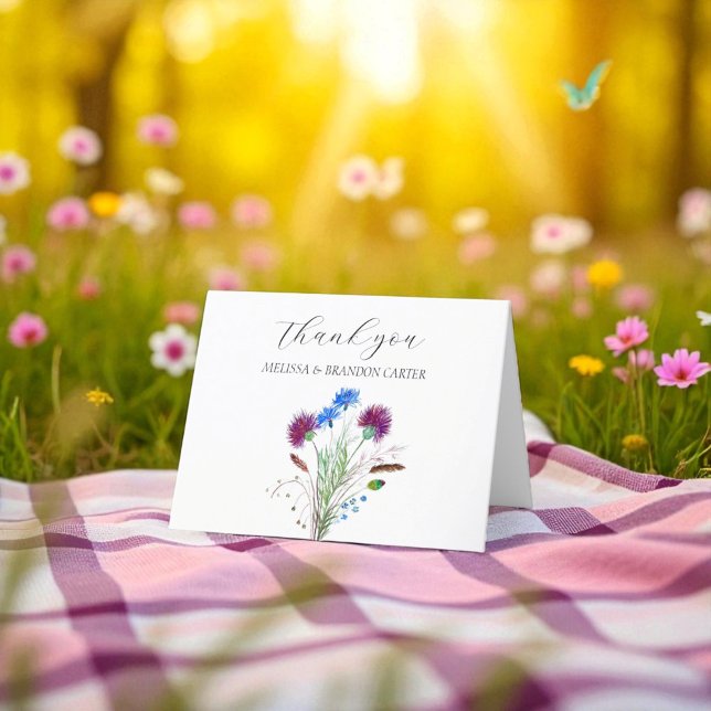 Thistle Purple Scottish Floral Wedding Thank you  Card (Creator Uploaded)