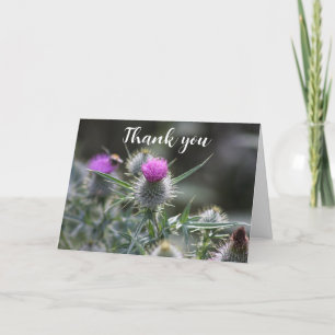 Thistle Purple Scottish Floral Wedding Thank you  Card