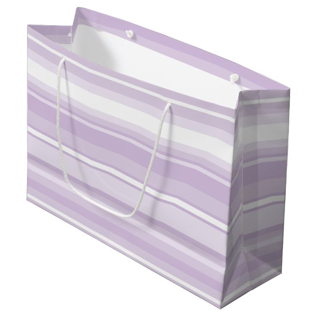 Thistle purple stripes large gift bag (Front Angled)
