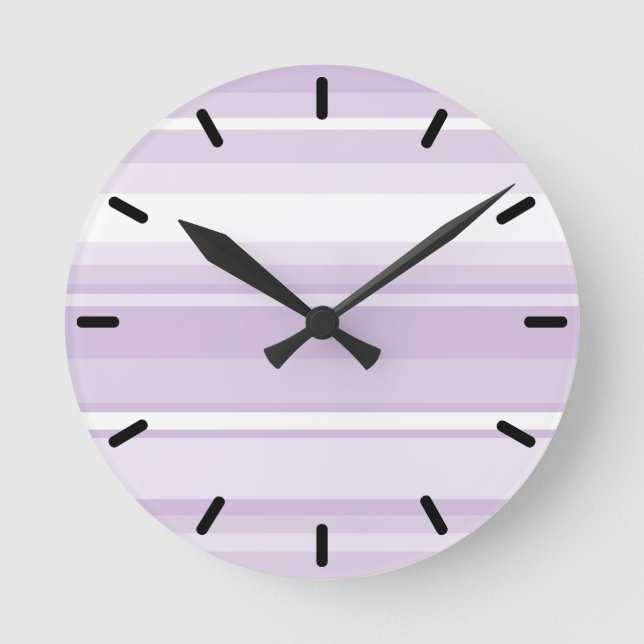 Thistle purple stripes round clock (Front)
