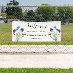 Thistle Scotland Flowers Rustic Elegant Wedding Banner