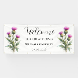 Thistle Scotland Flowers Rustic Elegant Wedding Banner