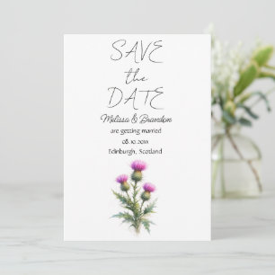 Thistle Scottish Floral Flowers Rustic Wedding Invitation