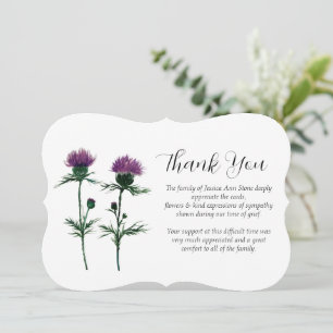 Thistle Sympathy Floral Funeral Thank you Invitation