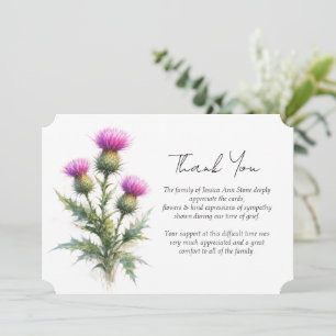 Thistle Sympathy Floral Funeral Thank you Invitation