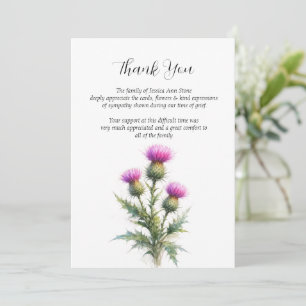 Thistle Sympathy Floral Funeral Thank you  Invitation