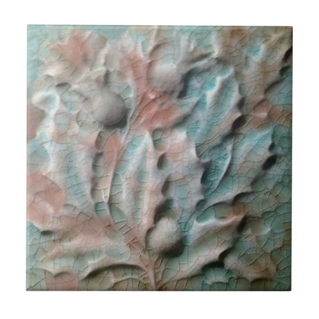 Thistle Theme American Encaustic Faux Relief Repro Ceramic Tile (Front)