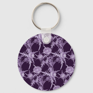 THISTLE violet flower pattern Key Ring