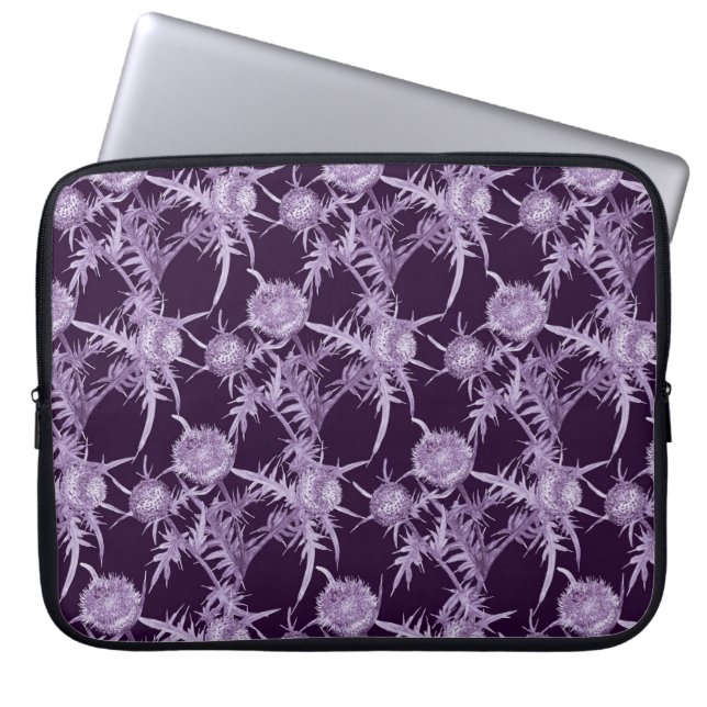 THISTLE violet flower pattern Laptop Sleeve (Front)