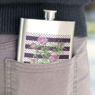 Thistle violet flowers hip flask