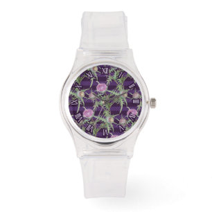 Thistle violet flowers watch