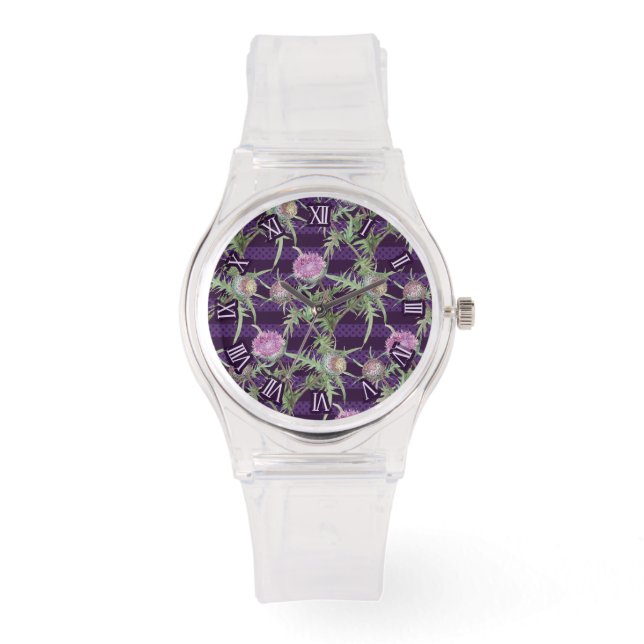 Thistle violet flowers watch (Front)
