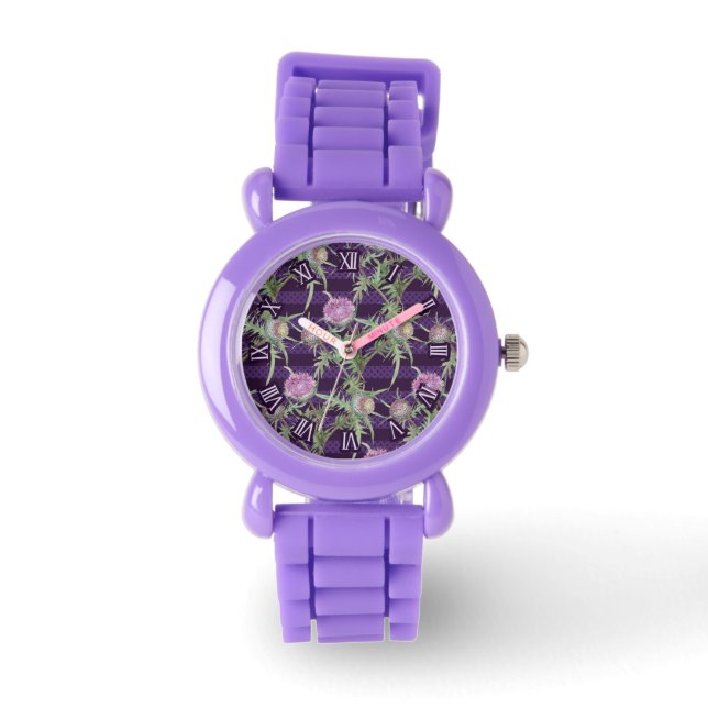 Thistle violet flowers watch (Front)