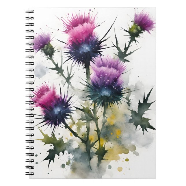 Thistle - Watercolor flowers Notebook (Front)