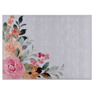 Thistle & Watercolour Floral Bouquet Cutting Board