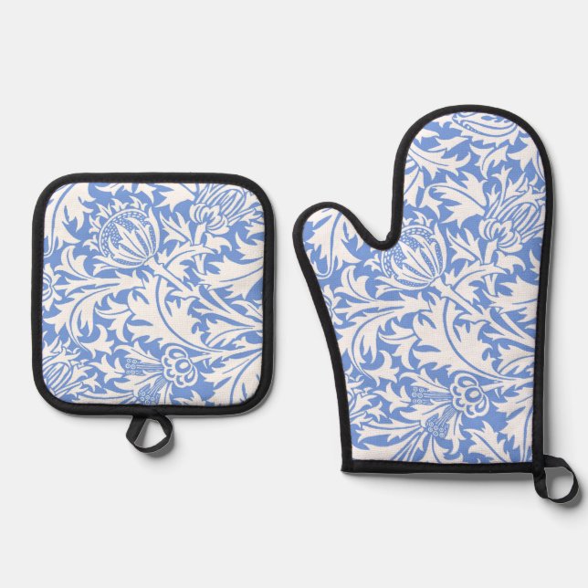 Thistle, William Morris Oven Mitt & Pot Holder Set (Front)