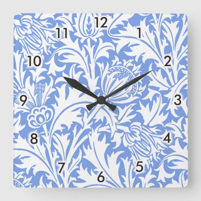 Thistle, William Morris Square Wall Clock (Front)