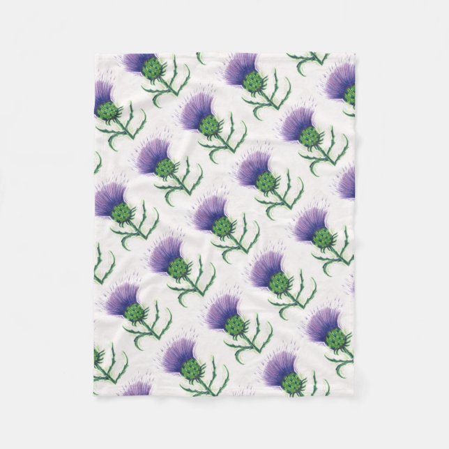 Thistle with a twist of tartan fleece blanket (Front)