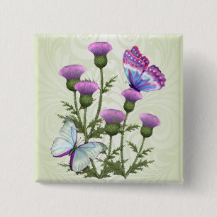 Thistles and Butterflies 15 Cm Square Badge
