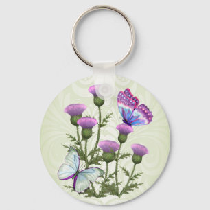 Thistles and Butterflies Key Ring