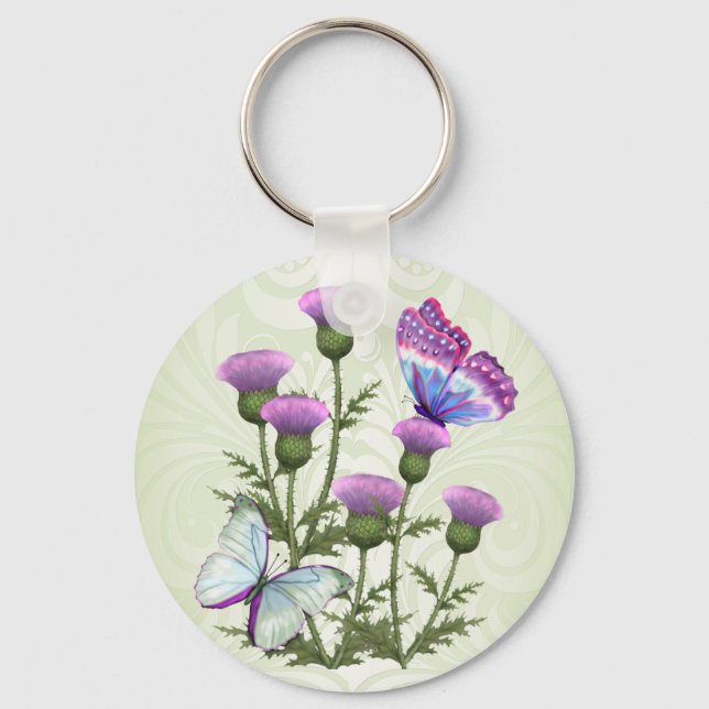 Thistles and Butterflies Key Ring (Front)