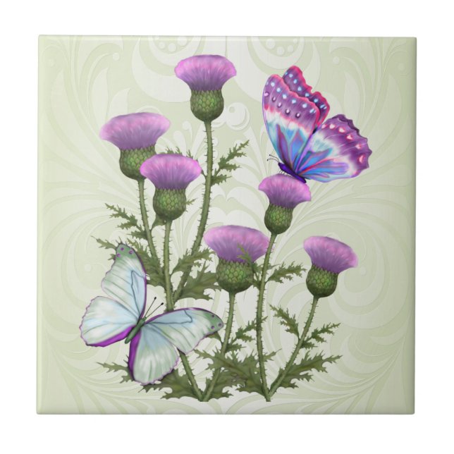Thistles and Butterflies Tile (Front)