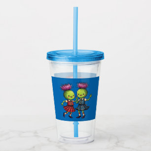 Thistles Wearing Plaid Dancing Scottish Ceilidh Acrylic Tumbler