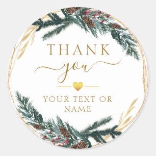Thnak you! Christmas Botanical   Classic Round Sticker