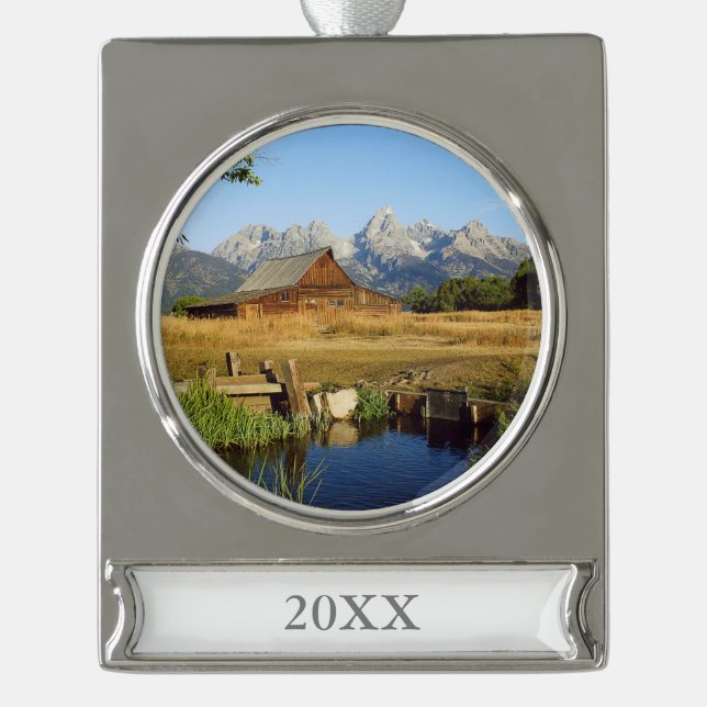 Thomas A. Moulton Barn Silver Plated Banner Ornament (Front)