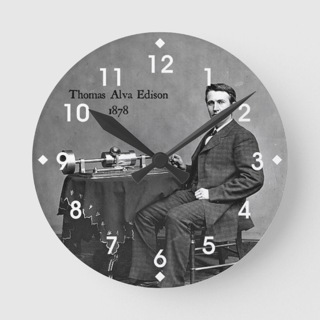 Thomas Alva Edison, 1878 Round Clock (Front)