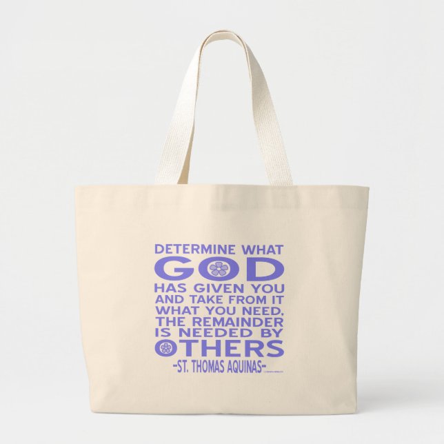 Thomas Aquinas God Given Light Blue Large Tote Bag (Front)