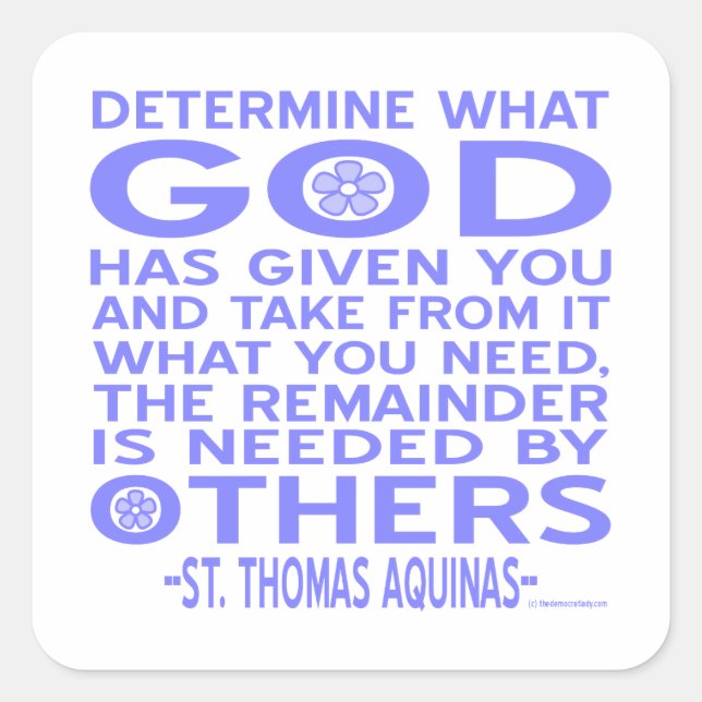 Thomas Aquinas God Given Light Blue Square Sticker (Front)