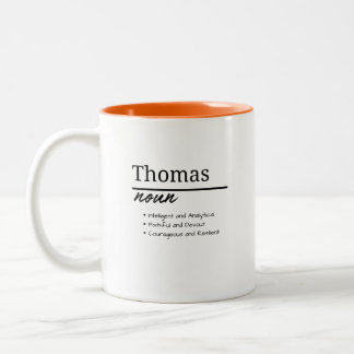 Thomas, Boy Personalised Name Definition Two-Tone Coffee Mug