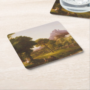 Thomas Cole Dream of Arcadia Square Paper Coaster