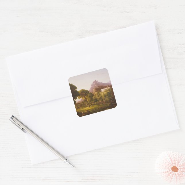 Thomas Cole  Dream of Arcadia Square Sticker (Envelope)