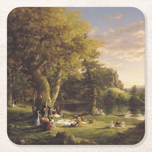 Thomas Cole The Pic-Nic Square Paper Coaster (Front)